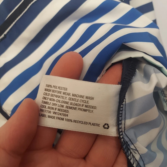 Hunter for Target-Hooded Half Zip Rain Jacket-Sz M kids Blue Teal striped Pull - Picture 6 of 11